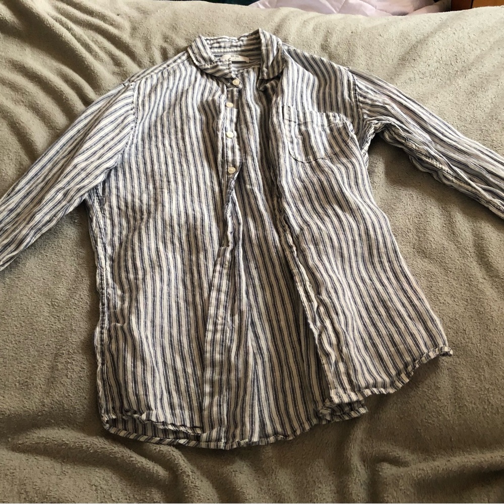 Uniqlo Navy and White Striped Shirt